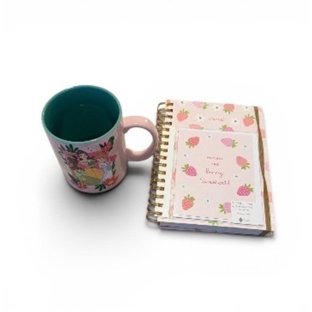 Disney Princess‎ 20oz Mug Tiana Belle Cinderella & Strawberry Journal Gift Set,